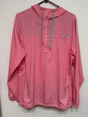 Columbia PFG Coral Pink Hooded Windbreaker